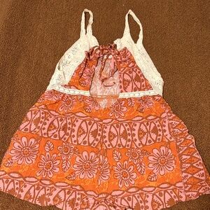 Floral Lace Trim Romper